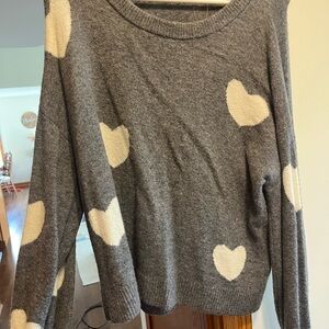 Gray Heart Pattern Sweater